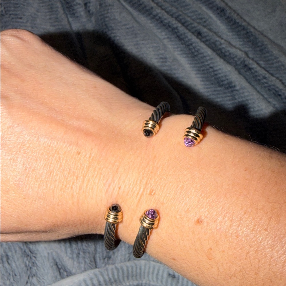 Twisted Cable Cuff Bracelet with Purple Accent - Picture 6 of 6